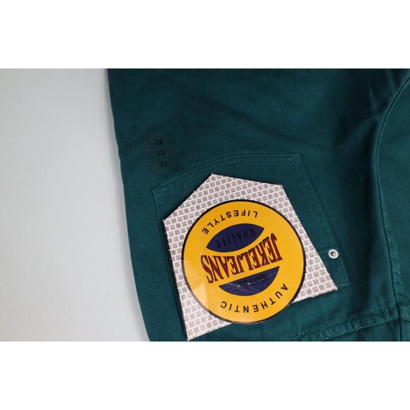 Deadstock Vtg 90s Streetwear Mens 32x33 Baggy Fit Skateboard Denim Jeans Green - Picture 13 of 14